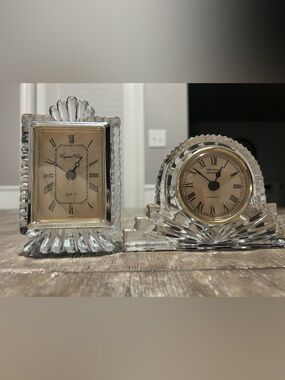 Crystal Table Clock Wall Decor - Clear Crystal Finish